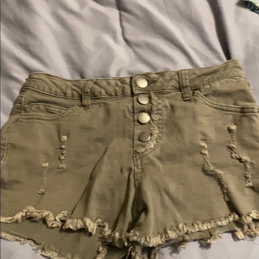 Army colored shorts.
